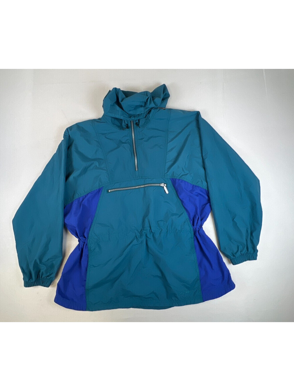 Vintage LL Bean Women L Teal Blue Purple Anorak Windbreaker Jacket